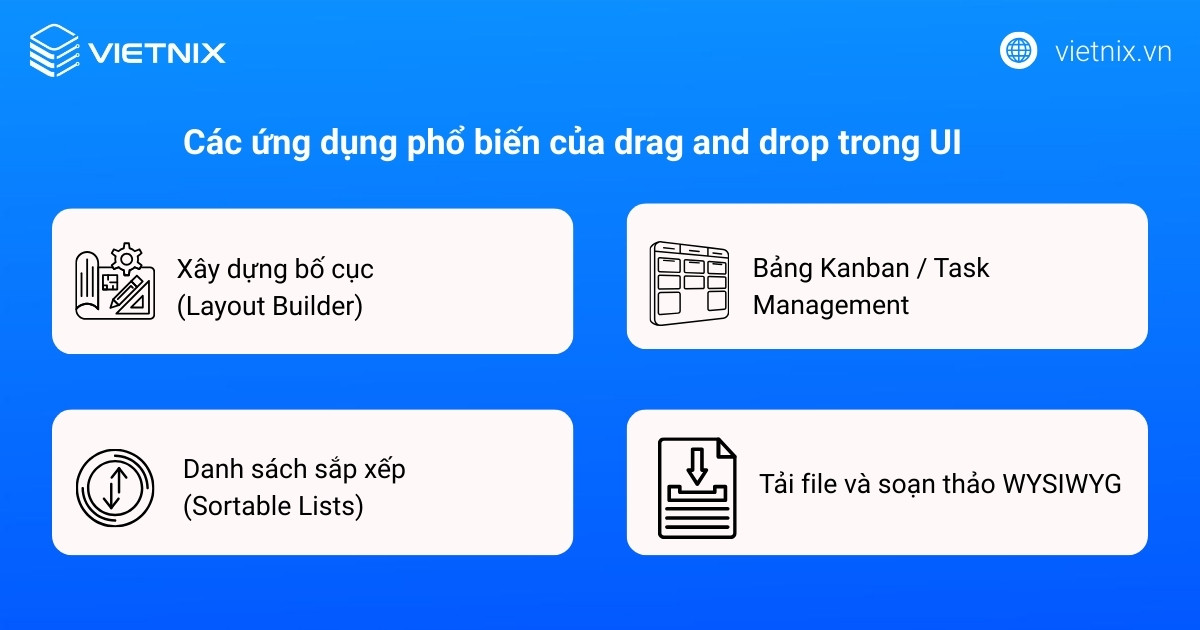 Các ứng dụng phổ biến của drag and drop trong UI
