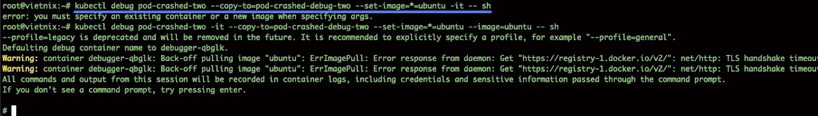 Ephemeral Containers là gì? Hướng dẫn cách sử dụng nhanh chóng và hiệu quả 28 Câu lệnh kubectl debug pod-crashed-two