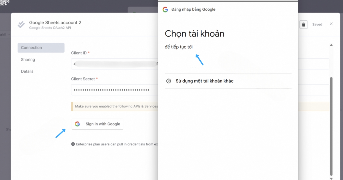 Hướng dẫn kết nối Google Sheet với n8n đơn giản, nhanh chóng 44 Tiến hành kết nối với email