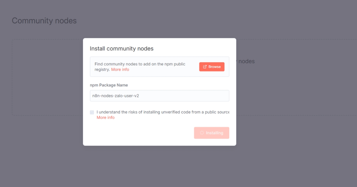 Lúc này, bạn sẽ thấy thông báo Installing