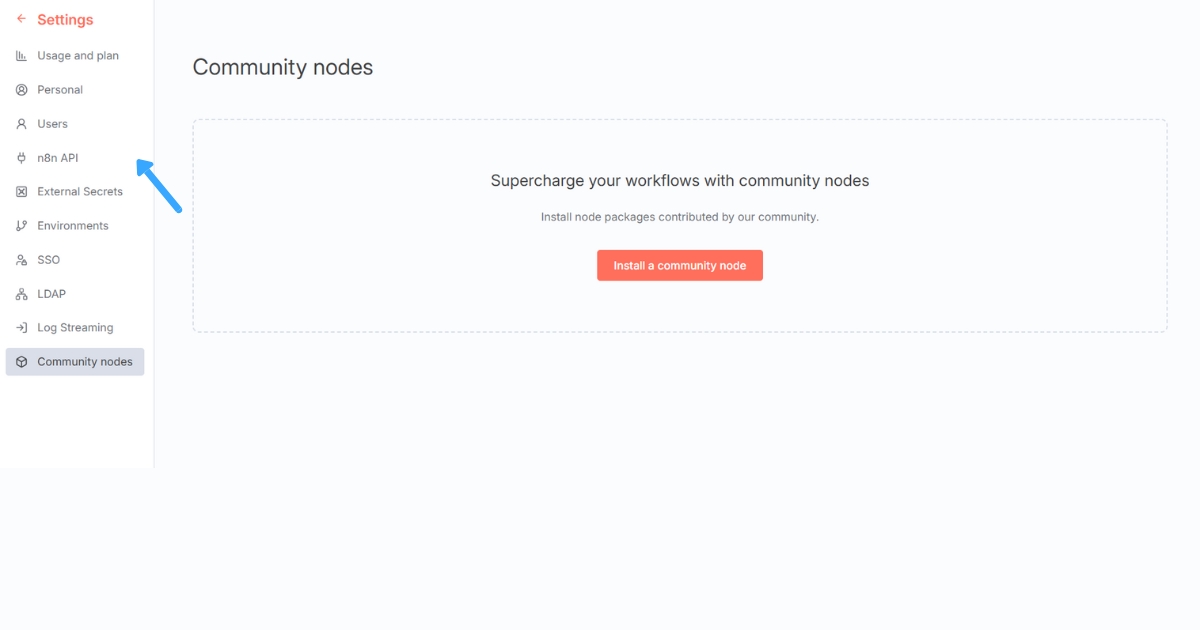 Bạn quay lại mục Settings, chọn n8n API