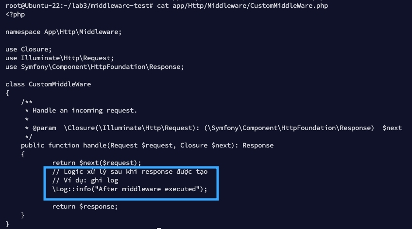 Sau khi kiểm tra và thực hiện chuyển hướng với hàm $next