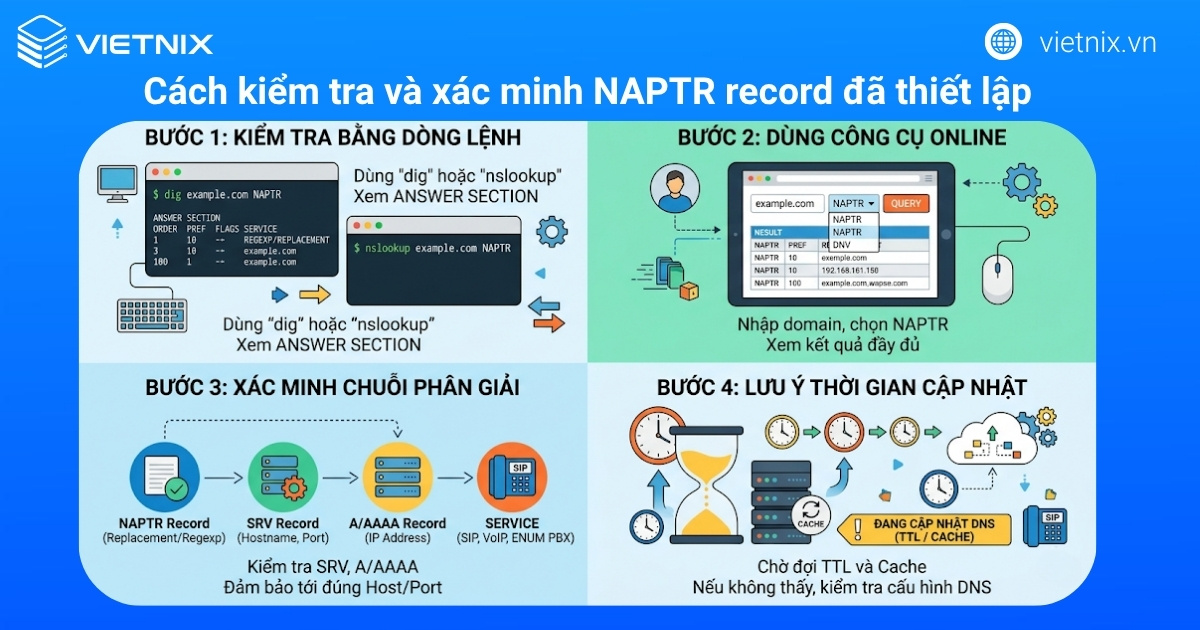 Cách kiểm tra và xác minh NAPTR record đã thiết lập