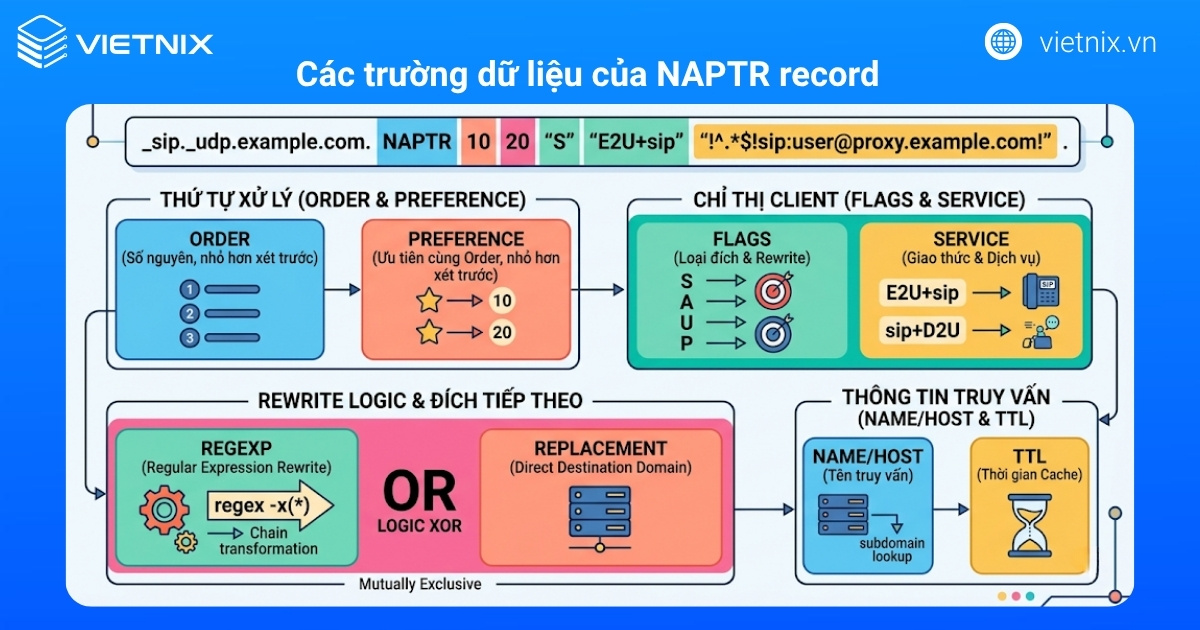 Các trường dữ liệu của NAPTR record