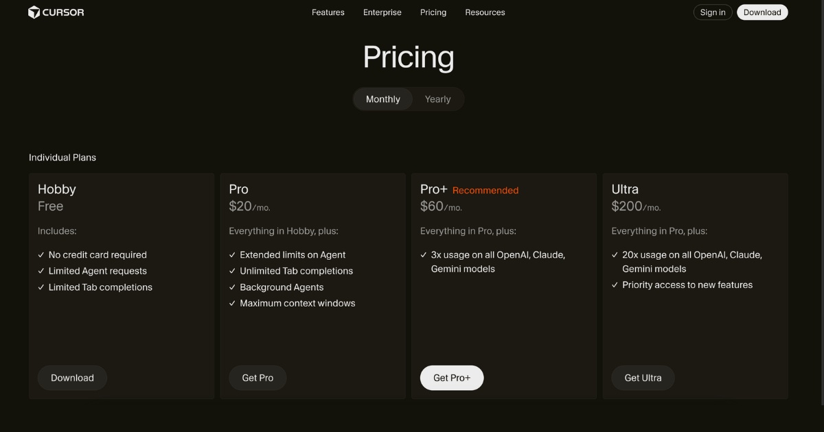 Cursor tính phí theo mô hình công cụ chỉ dành cho trình soạn thảo AI