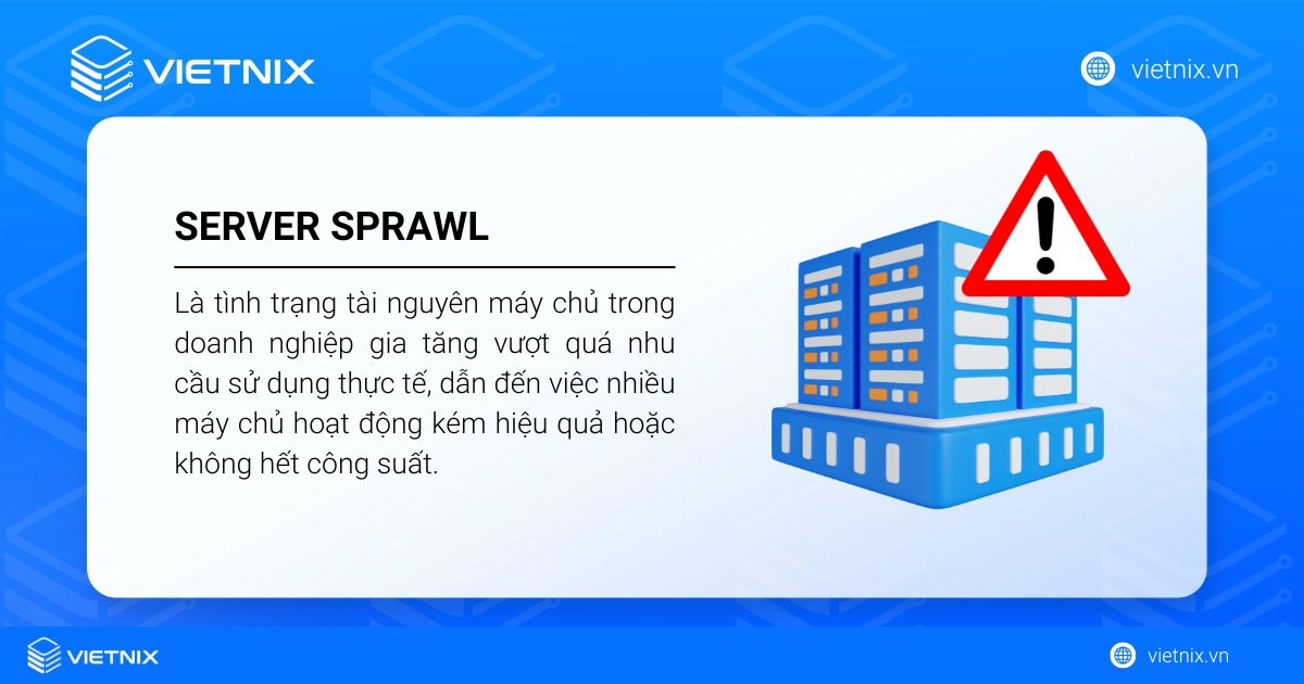 Server sprawl là tình trạng tài nguyên máy chủ trong doanh nghiệp gia tăng vượt quá nhu cầu sử dụng thực tế