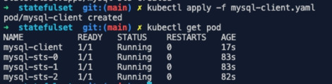 Lệnh kubectl apply -f mysql-client.yaml