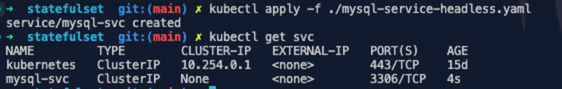 Bạn áp dụng lệnh kubectl apply -f mysql-service-headless.yaml