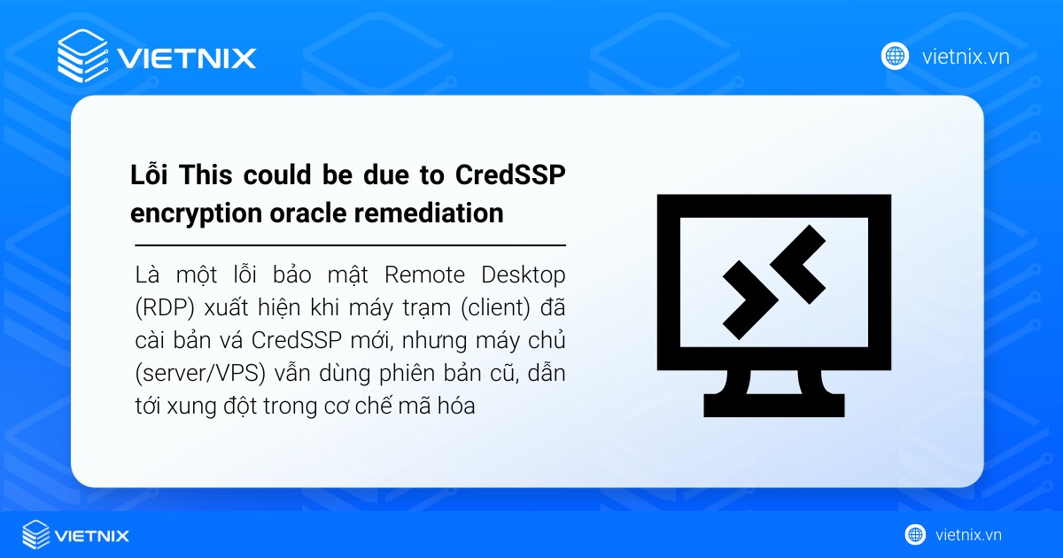 This could be due to CredSSP encryption oracle remediation là một lỗi bảo mật Remote Desktop (RDP)