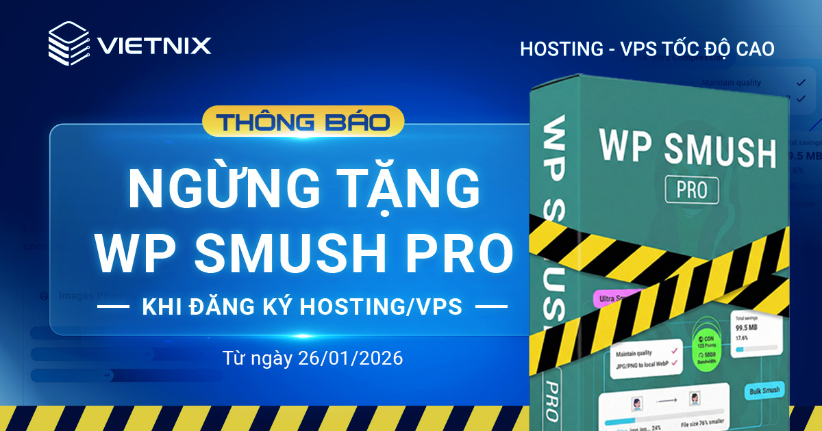 Thông báo ngừng tặng WP Smush Pro khi đăng ký hosting và VPS