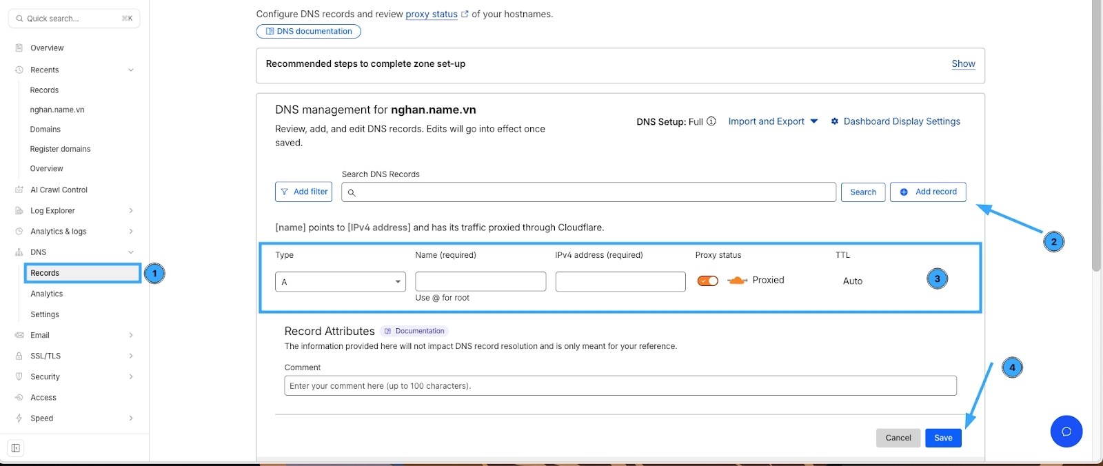 Các bước thêm record
