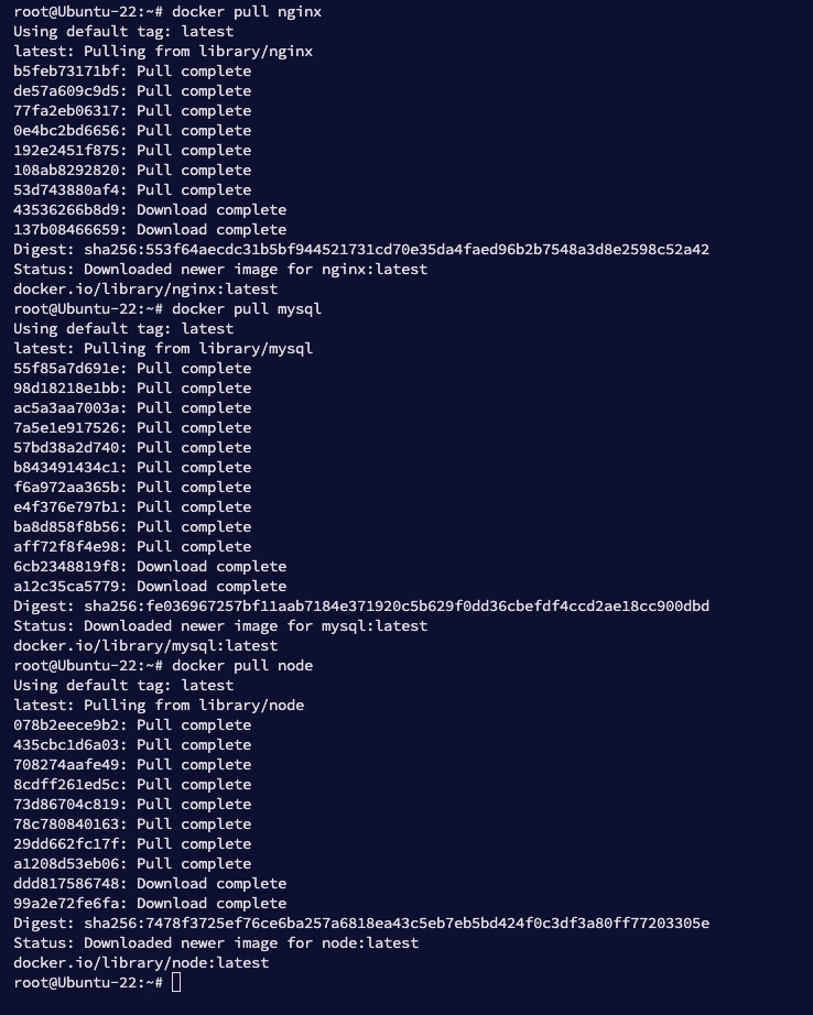 Lệnh ví dụ tải các image