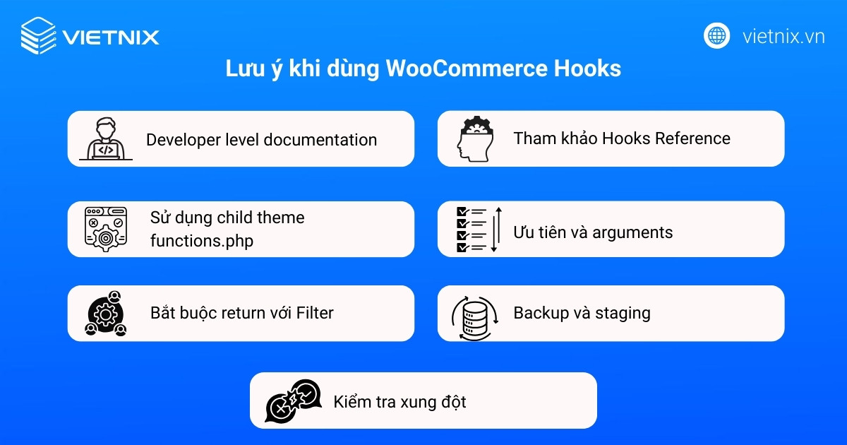 Lưu ý khi dùng WooCommerce Hooks