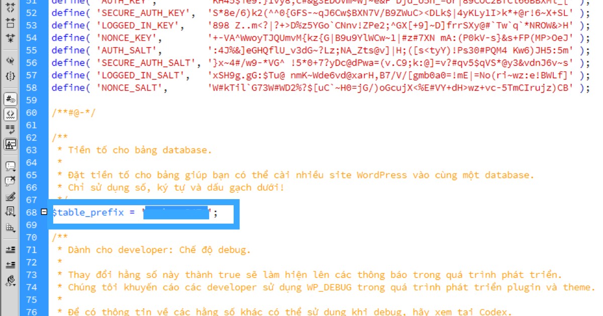 Thay đổi tiền tố prefix trong database WordPress giúp giảm nguy cơ bị tấn công tự động,