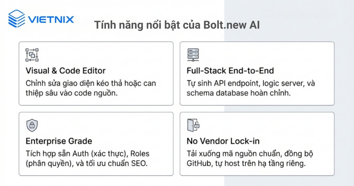 Bolt.new AI là gì? Lợi ích và cơ chế hoạt động 19 Các tính năng nổi bật của Bolt.new AI