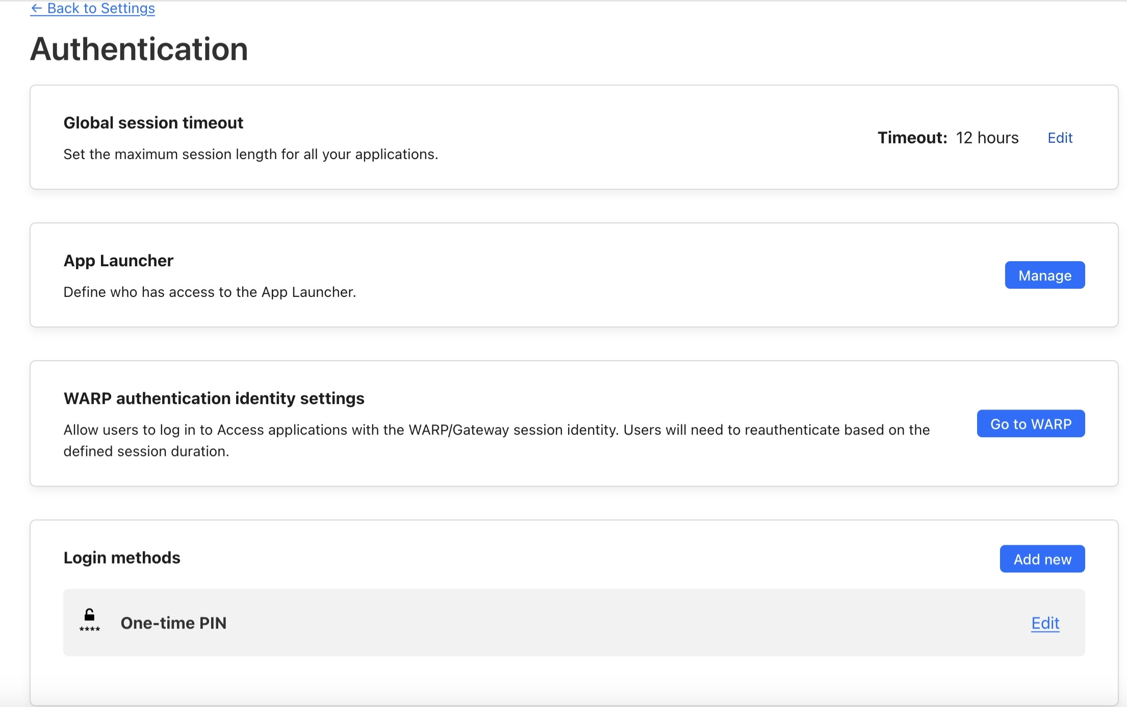 Cloudflare Zero Trust là gì? Cách thiết lập Zero Trust nhanh chóng 22 Bạn hãy vào Settings và chọn Authentication để cấu hình login