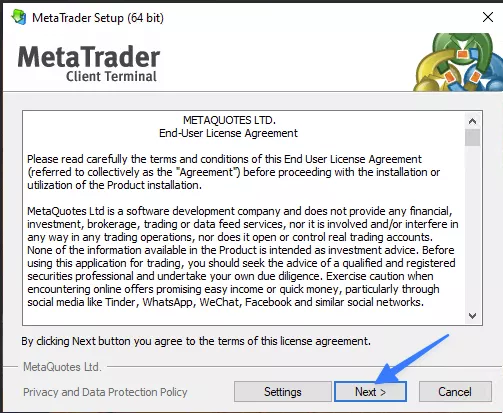 Chấp nhận điều khoản và cài đặt 