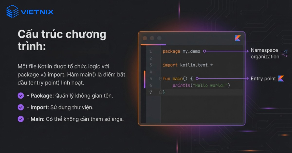 Khai báo package và import trong Kotlin