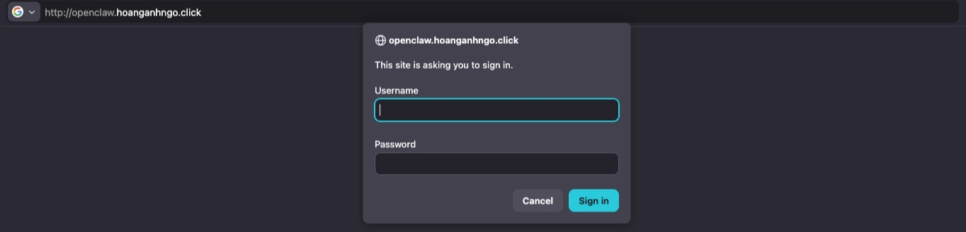 Giao diện đăng nhập vào domain của bạn