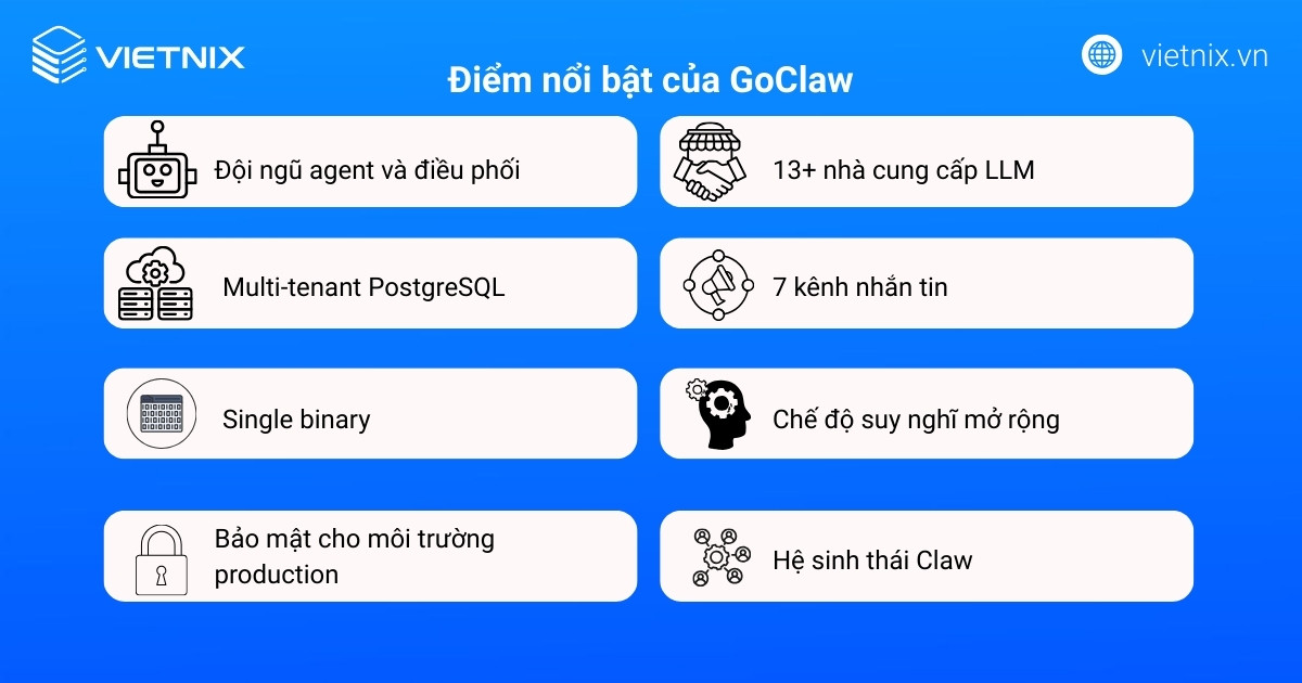 GoClaw là gì? Cách sử dụng GoClaw dành cho người mới bắt đầu 12 Điểm nổi bật của GoClaw