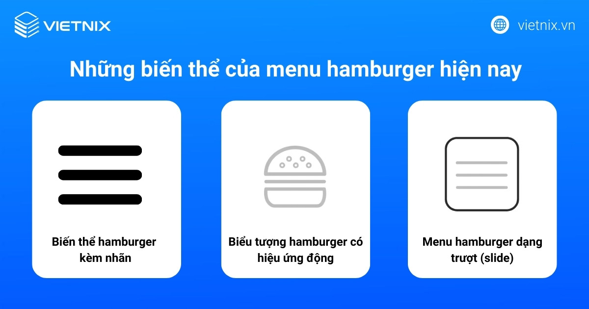 Những biến thể của menu hamburger hiện nay