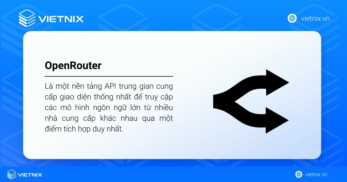 OpenRouter là một nền tảng API trung gian cho phép truy cập các mô hình ngôn ngữ lớn từ nhiều nhà cung cấp chỉ qua một điểm kết nối duy nhất