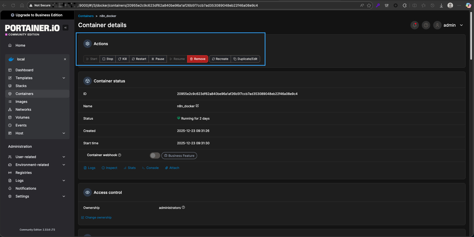 Quản lý các Container bằng cách dùng nút hiển thị