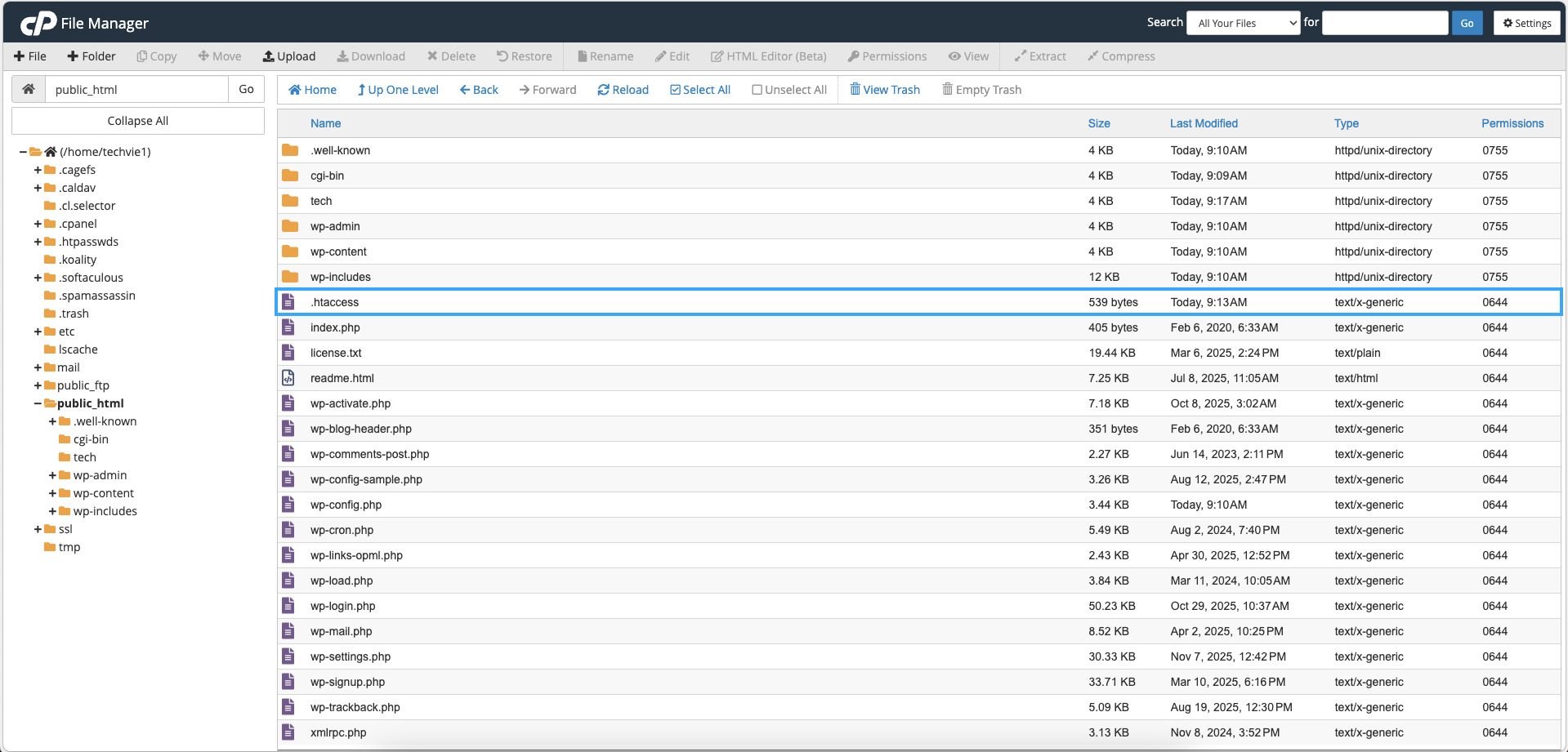 Tạo file .htaccess