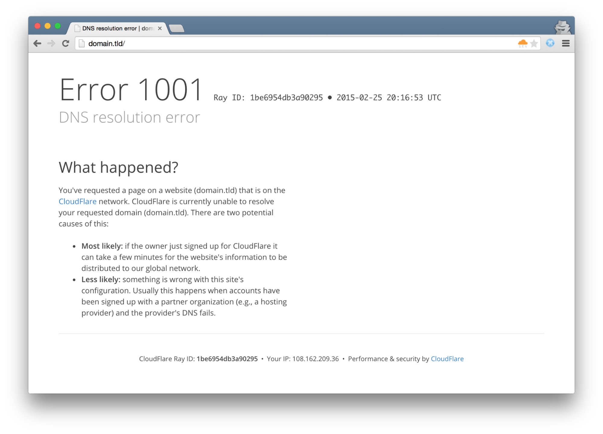 Lỗi 1001 DNS resolution error