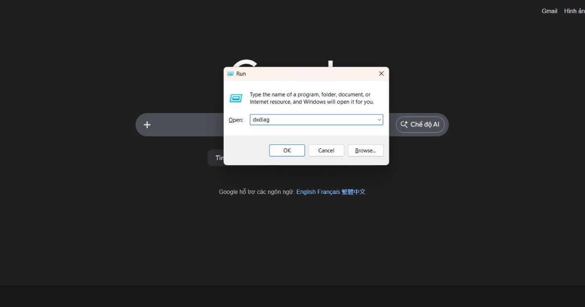 Nhập dxdiag để kiểm tra xem máy tính có hỗ trợ trình chiếu không dây hay không 