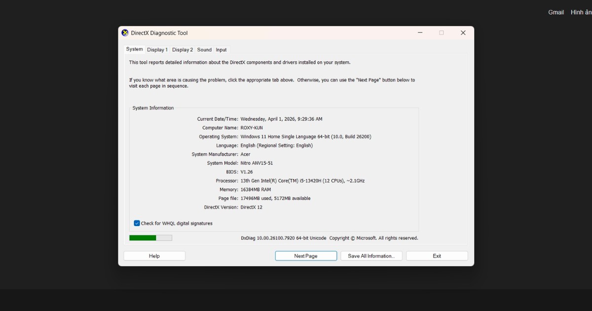 Chọn Save all information để lưu lại file về máy và kiểm tra