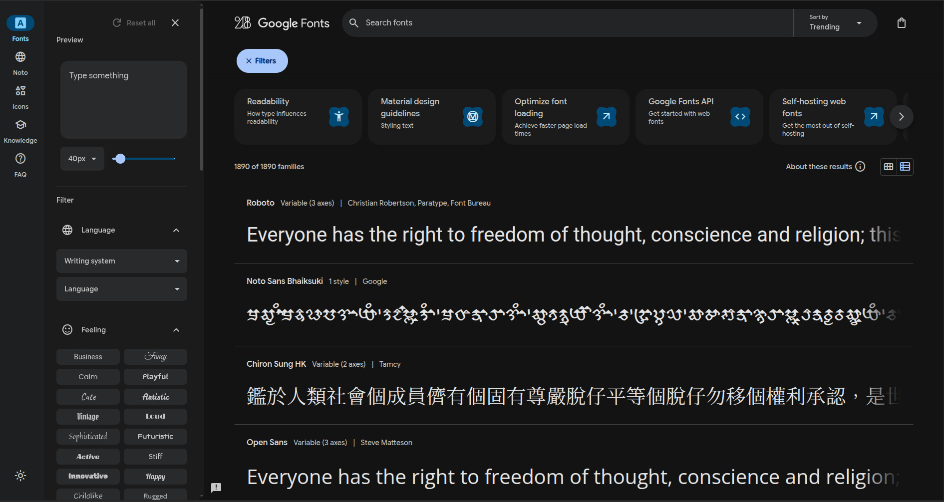 Truy cập Google Fonts và chọn các styles cần dùng