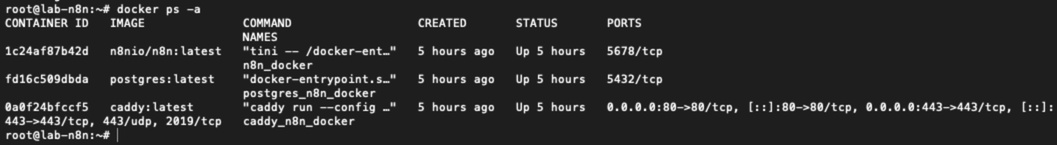 Output của lệnh docker ps -a