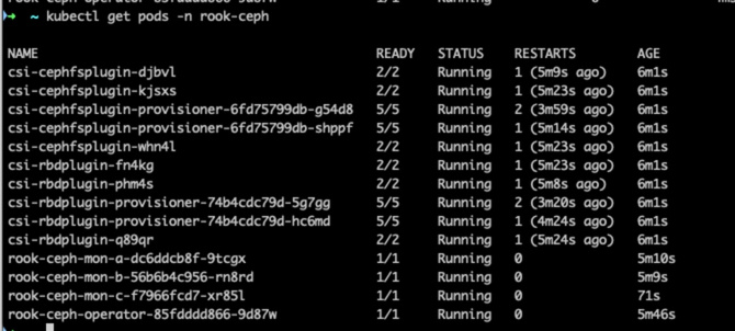 Bạn cần triển khai Rook Operator và chờ pod ổn định