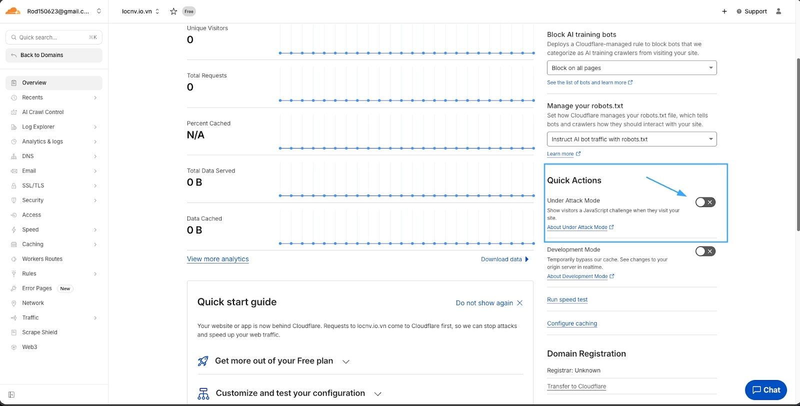 Bạn bật chế độ Quick Actions trong Overview
