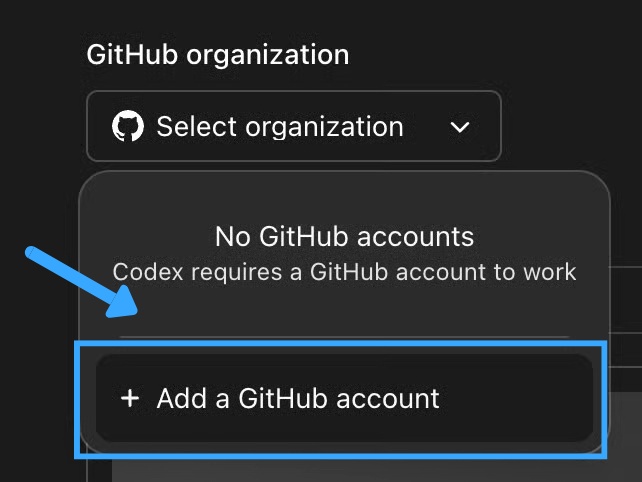 Tiếp tục chọn Add a GitHub account