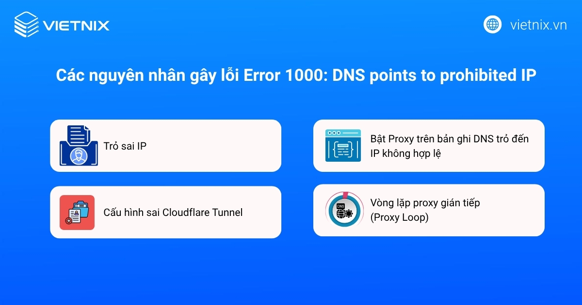 Các nguyên nhân gây lỗi Error 1000: DNS points to prohibited IP