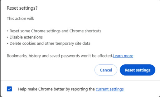  Sau đó, bạn hãy cuộn xuống cuối trang và chọn Reset settings