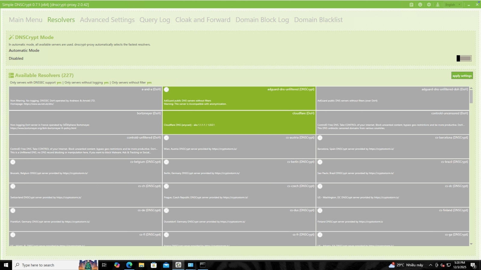 DNSCrypt là gì? Nguyên lý và cách hoạt động của DNSCrypt 32 Cấu hình Resolvers trong Simple DNSCrypt