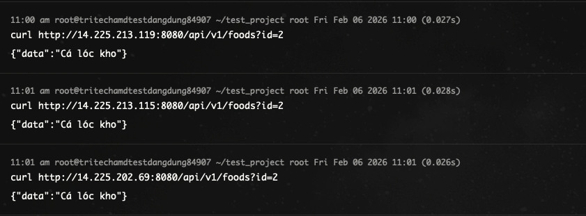 Output của lệnh curl http://:8080/api/v1/foods?id=2