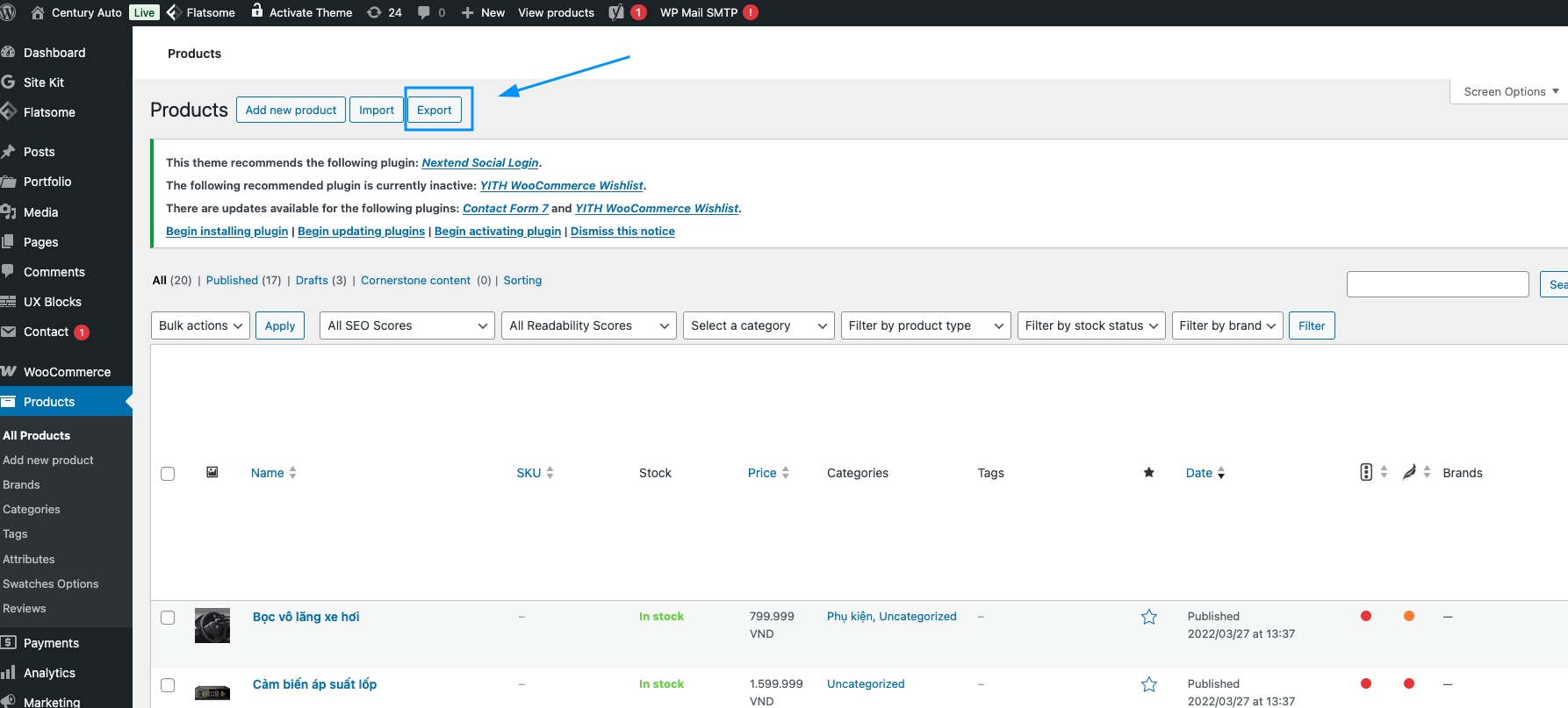 Bạn nhấn Export ở đầu trang