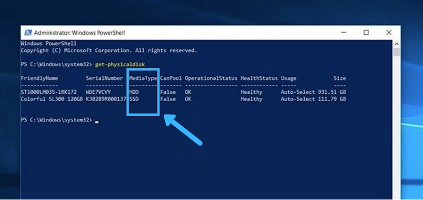 ở cột MediaType sẽ ghi rõ loại ổ