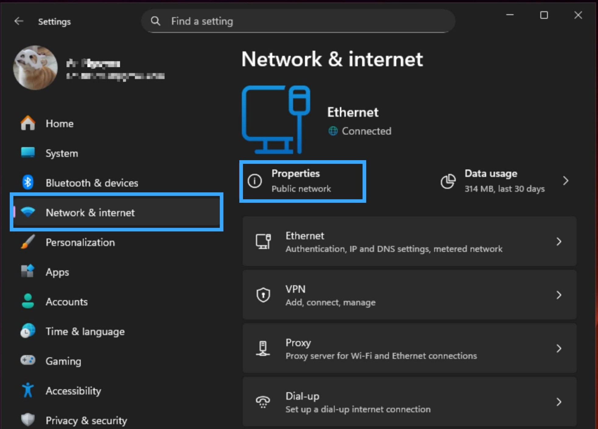Vào Trạng thái để quản lý cấu hình mạng