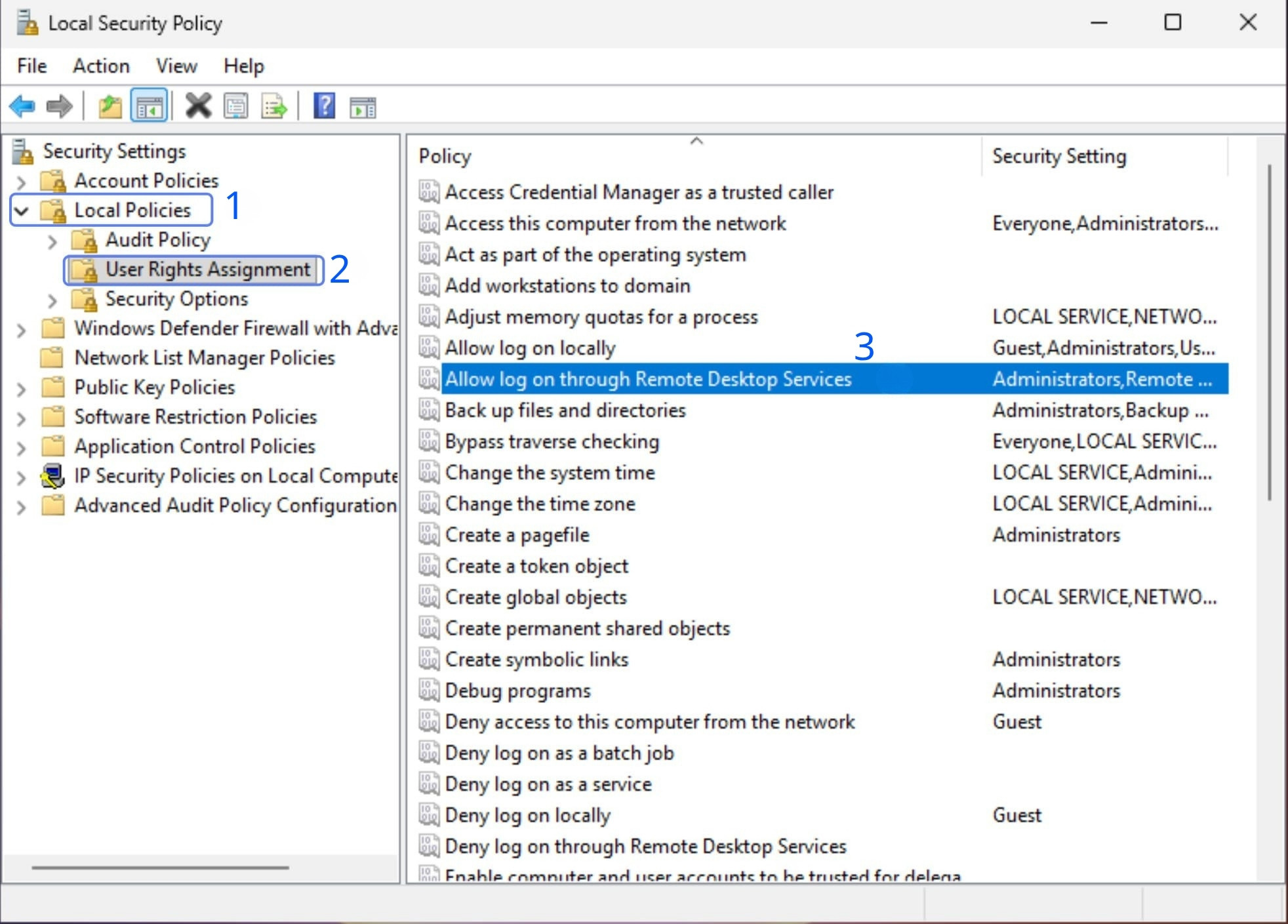 Chọn Cho phép đăng nhập thông qua Dịch vụ Máy tính Từ xa