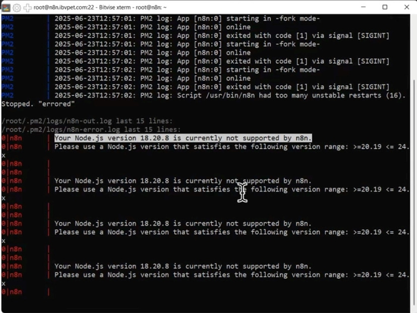 Log là nguồn thông tin chính giúp xác định n8n có gặp lỗi kết nối database