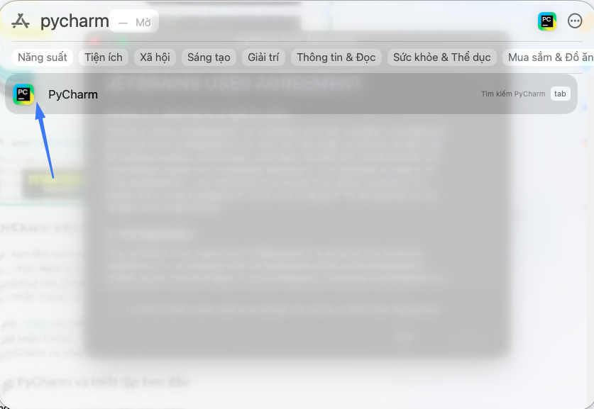 Mở PyCharm từ Finder