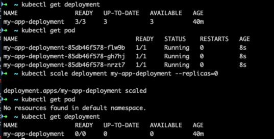 Output lệnh kubectl scale deployment