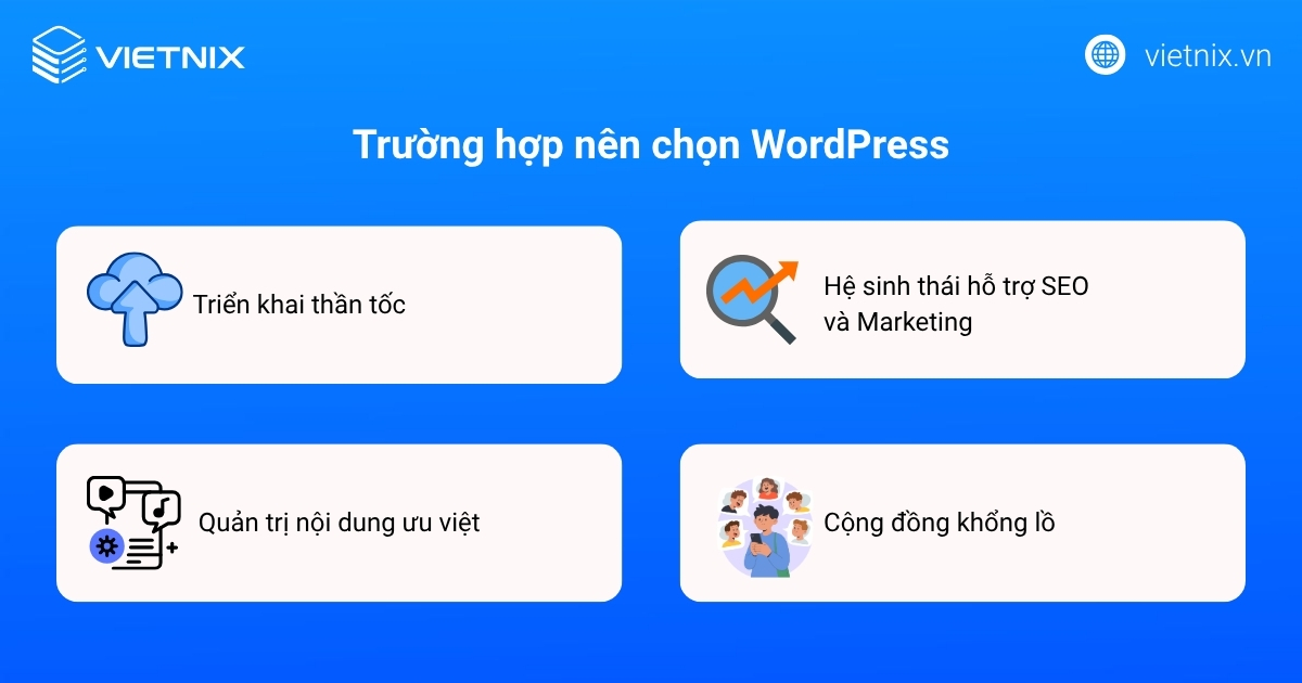 Các trường hợp nên chọn WordPress