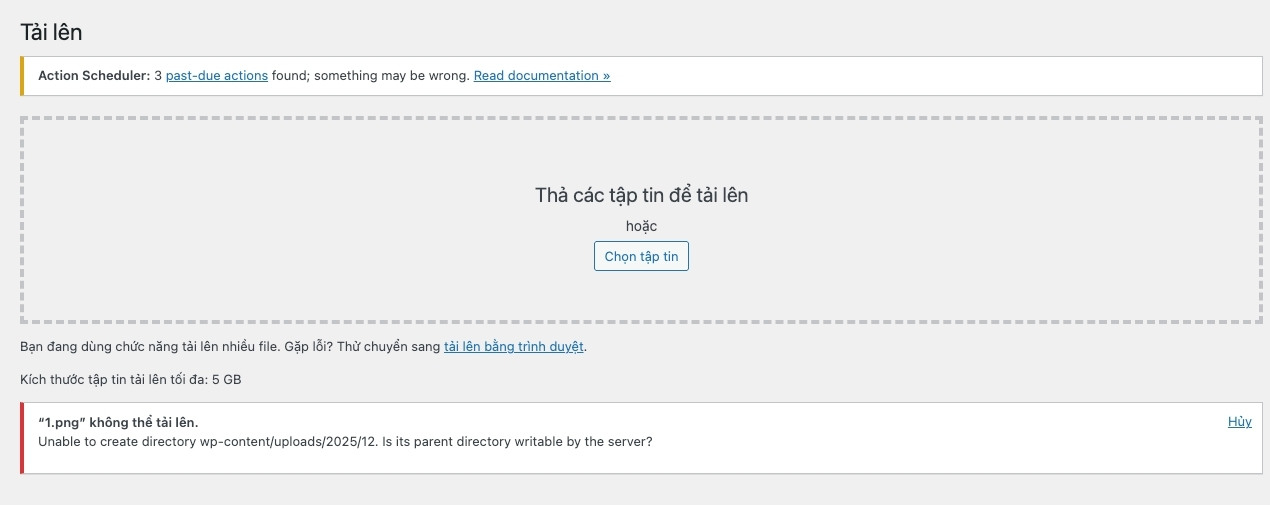 The uploaded file could not be moved to wp-content