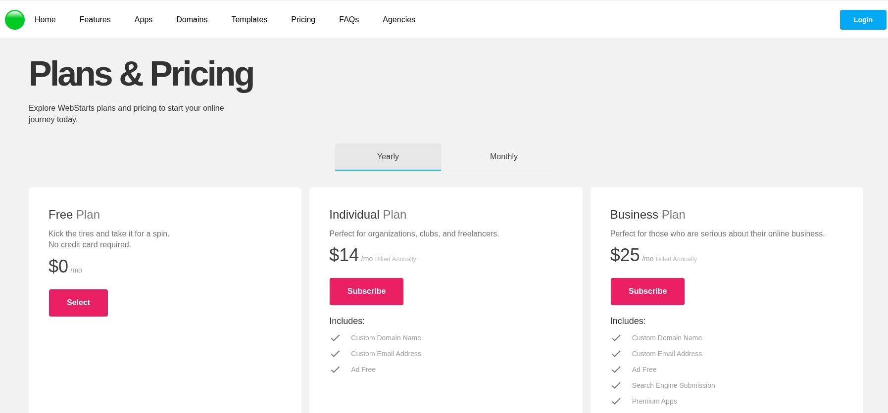 Chi phí của WebStarts
